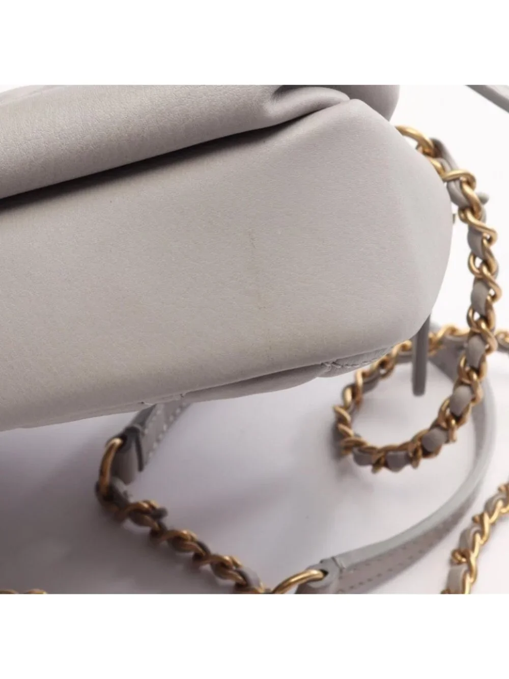 Chanel Shoulder Bag Quilted Gray Leather